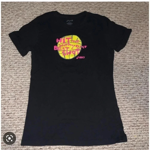 ASICS hit me with your best shot black T-shirt large - Picture 1 of 7